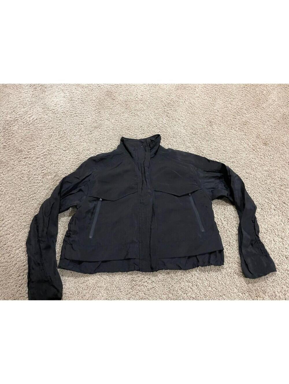 ATHLETA Women’s black Jacket windbreaker WATER REPELLENT Canopy Parachute SMALL